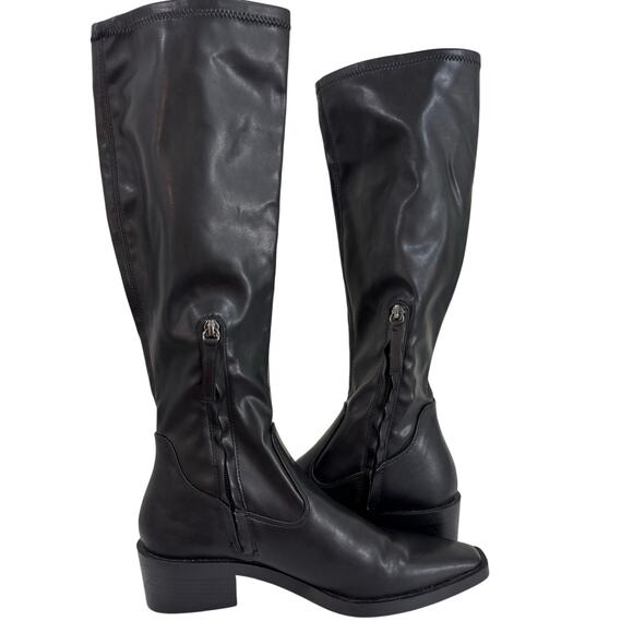 Zara Black Knee High Snip Toe Boots Size 38 / 7.5 - Picture 5 of 8